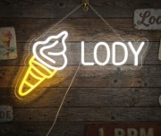 NEON LODY ICE CREAM LODZIARNIA LÓD SZYLD LED LAMPKA NEONOWA CUKIERNIA 