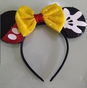 Uszy myszki, opaska na włosy z kokardą.