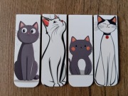 4 zakładki magnetyczne do książek. Kreskówkowe koty na białym tle