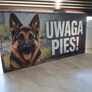 Tabliczka Uwaga Pies Owczarek Niemiecki Dibond UV 13x26cm