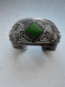 Prl bransoletka srebro 875 nefryt masywna