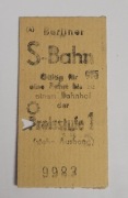 Bilet na metro Berliner S-Bahn z lat 60.tych