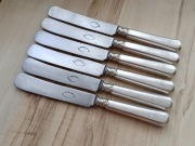 PRZEDWOJENNE SREBRZONE NOŻE OBIADOWE MONOGRAM PLEWKIEWICZ WZÓR MAZOWIECKI