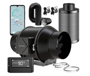 Wentylator kanałowy AYGROCHY 150 mm aplikacją, filtr węglowy i węż wylotowy