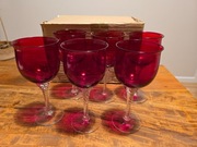 Kieliszki kpl. 6szt. do wina z czerwoną czaszą hand made KVETNA1794/Bohemia