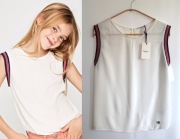 Pepe Jeans biała bluzka / top z kolorowymi ściągaczami