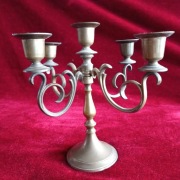 Stary świecznik na pięć świec - mosiądz