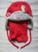 Komplet czapka z szalikiem czerwona 44-50