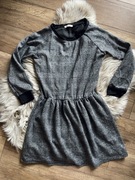 Szara sukienka w kratkę jesienna do pracy biuro sweetissima xs s