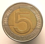 5 ZŁOTYCH 2009 MONETA >>> DESTRUKT >>> SŁABO WYBITY PIERŚCIEŃ REWERSU