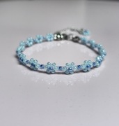 Pleciona bransoletka kwiatki baby blue 