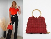 ZARA torebka koszyk kuferek czerwona wiklina boho hand made NOWA