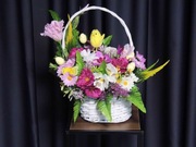 Wiosenny wielkanocny koszyk stroik cmentarz/grób 