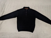 Granatowy elegancki wełniany zapinany sweter z kołnierzykiem Westbury C&A L