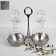 Zestaw na ocet i oliwę w stojaku szkło/ stal WMF design z XXw 