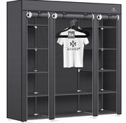 Szafa Materiałowa, Tekstylna, jasno szara,150x45x175cm, 5 Wieszaków KESSER