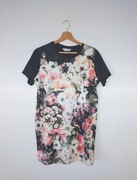 Kolorowa tunika w kwiaty Miss Selfridge krótki rękaw oversize 34 XS