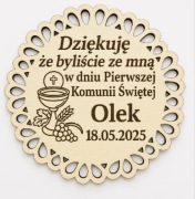 Drewniane Podziękowanie magnesiki komunia komunijne podziękowania