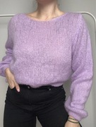 Liliowy sweter moher moherowy wełniany wełna fioletowy puszysty S36 M38