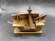 Mosiężny okręt statek żaglowiec model miniatura unikat 