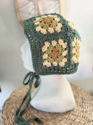Kolorowa szydełkowa czapka bonetka kapturek handmade crochet rękodzieło