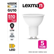Żarówki LED GU10 Lexman 5,4W 510 lm – Neutralna biel 4000K – komplet 6 szt.