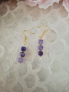 Kolczyki handmade srebro pozłacane wykonane z hematytu I ametystu 