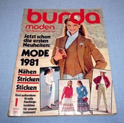 Burda Moden 1/1981 + wykroje Vintage Moda szycie krawiectwo patenty