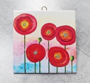 Obrazek Kafelek Płytka Zawieszka 15x15cm Kwiaty Maki Lato Mvcha Nie Siada