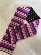 Wełniany szalik 40% wełna 10% angora kolorowy czarny różowy w kropki jesień