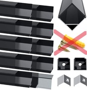 Aluminiowy profil do taśmy LED, 10 x 1 m, czarny