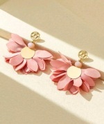 Kolczyki materiałowe pudrowy róż 