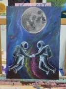Miłość aż do Księżyca – obraz akrylowy na płótnie 30x50cm, ręcznie malowany