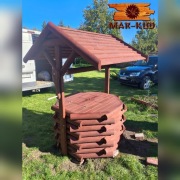 Studnia ogrodowa, zabudowa drewniana studni dryny studni głębinowej 