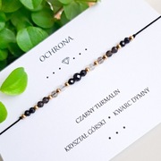 Bransoletka ochronna CZARNY TURMALIN KRYSZTAŁ GÓRSKI KWARC DYMNY talizman