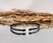 Bransoletka szczęścia czarna sznurek koralik perełka biała perła uniseks 