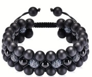 Bransoletka męska na sznurku naturalny agat onyx OCHRONA + pakowanie