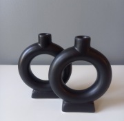 ŚWIECZNIK CZARNY CERAMICZNY ZESTAW 2SZT