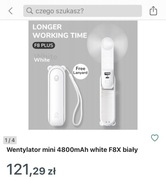 Wentylator mini 4800mAh white F8X biały