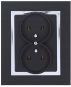 Magic gniazdo podwójne z uziemieniem czarny + chrom Timex-elektro 
