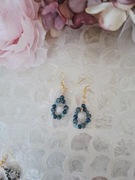 Kolczyki handmade srebro pozłacane z naturalnych kamieni hematyt lawa apaty