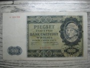BANKNOT POLSKA 500 ZŁOTYCH 1940 ROK SERIA B GÓRAL