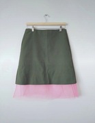 Krótka zielona spódnica z różowym siateczką tiul emo scene punk fishnet S