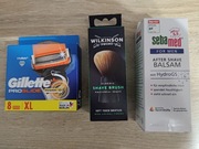 GILLETTE Proglide Power 8szt + pędzel Wilkinson + balsam po goleniu SebaMed
