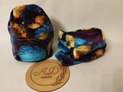 Komplet czapka komin Welur damski Listki M,XL