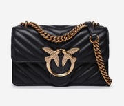 PINKO SKÓRZANA TOREBKA CZARNA ZŁOTO NOWA SKÓRA ORYGINALNA