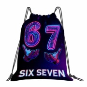 Neonowy Plecak ze Sznurkiem „67”–świecący w nocy modny motyw 67