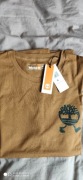 Timberland brązowy herbaciany t-shirt rozm XL jak XL/XXL nadruk na plecach