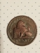 Moneta 2 centy y Belgia 1871