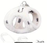 Szelki futerkowe dla psa białe ze smyczą